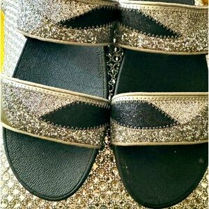 Fit flop Silver and Gray Glitter Sandals size 10